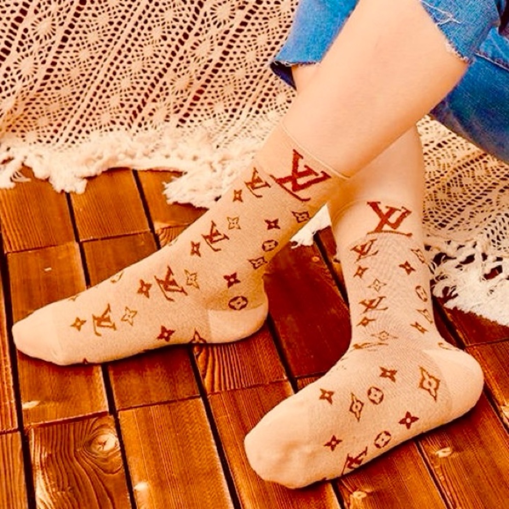 📌Luxury Print Socks - Cream Beige📌
